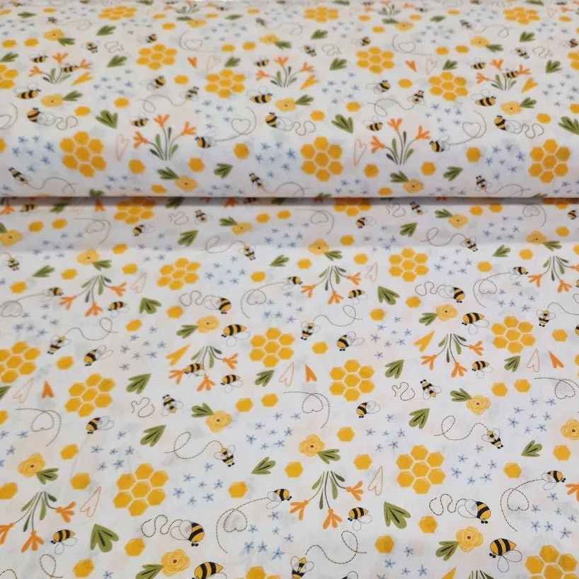 100% Cotton Digital Print - Floral & Bee