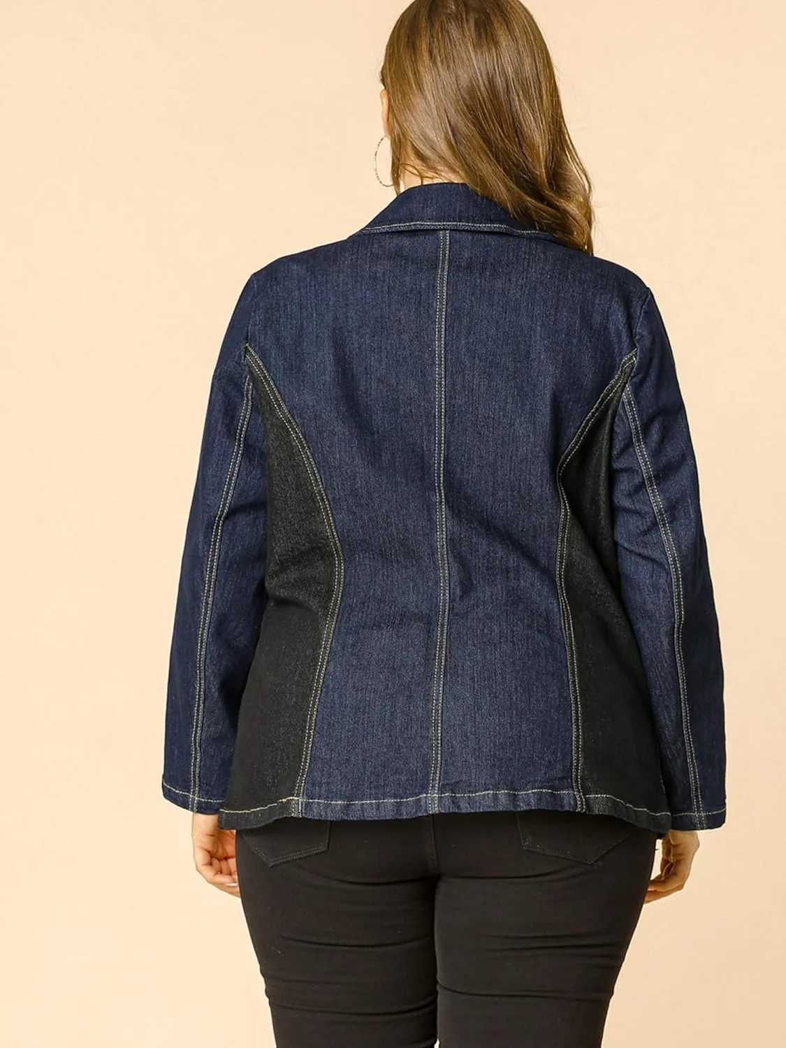 Agnes Orinda Women's Plus Size Denim Jackets Elegant Jean Lapel Work Blazers 2025