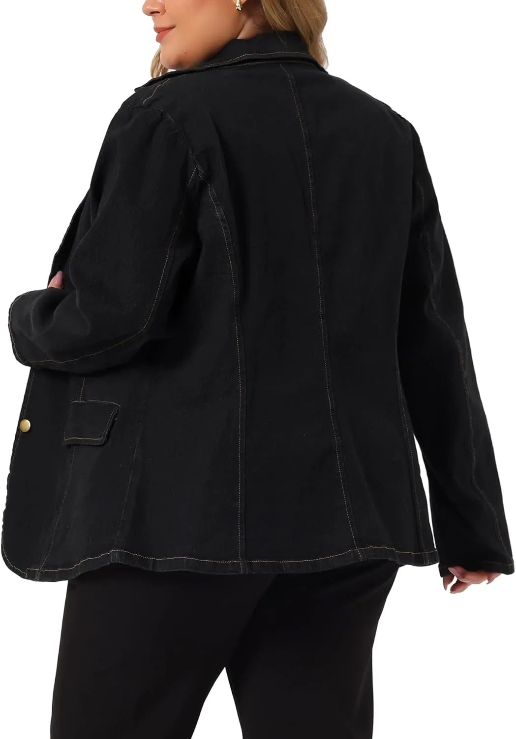 Agnes Orinda Women's Plus Size Denim Jackets Elegant Jean Lapel Work Blazers 2025