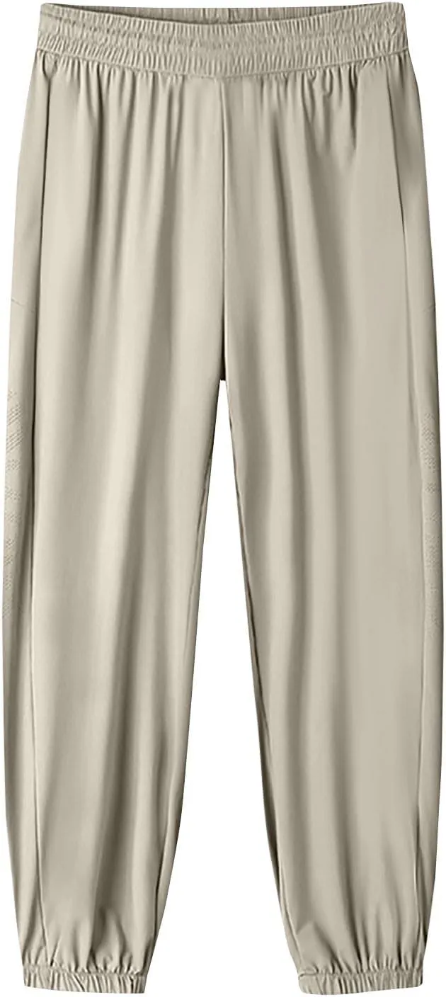 Beeswan Women's Stretch Quick Drying Pants with Pockets Drawstring Fashion Joggers Straight Black 7X-Large