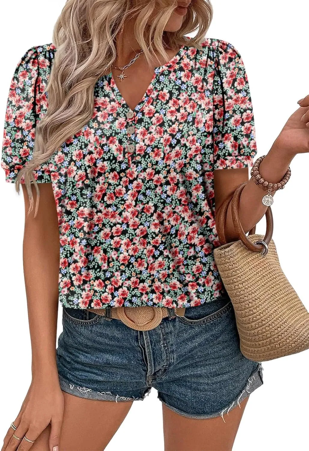 BETTE BOUTIK Womens Summer Tunic Tops Short Sleeve Trendy Shirts Casual Blouse