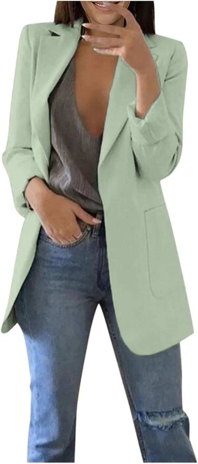 Blazers for Women Long Sleeve Casual Business Suit Jacket Plaid Coat Dressy Jacket Plus Work Office Blazer Outerwear