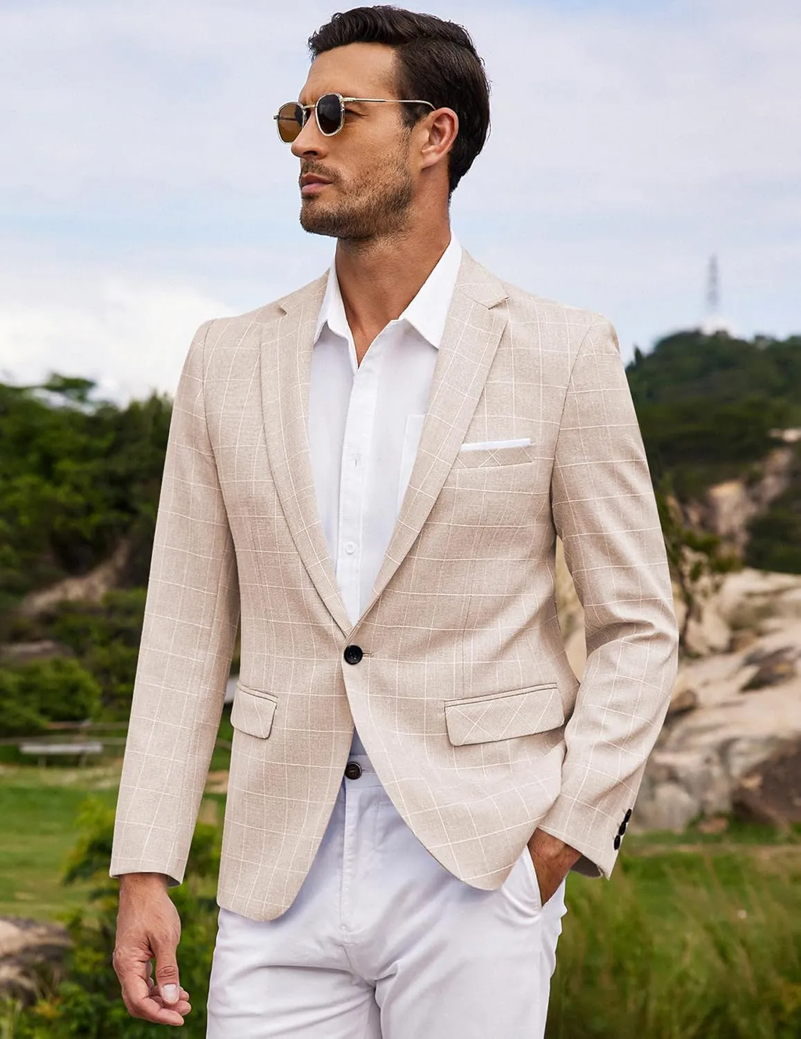 COOFANDY Men's Blazer Casual Sport Coats Slim Fit One Button Suit Jacket Lightweight Sports Jacket