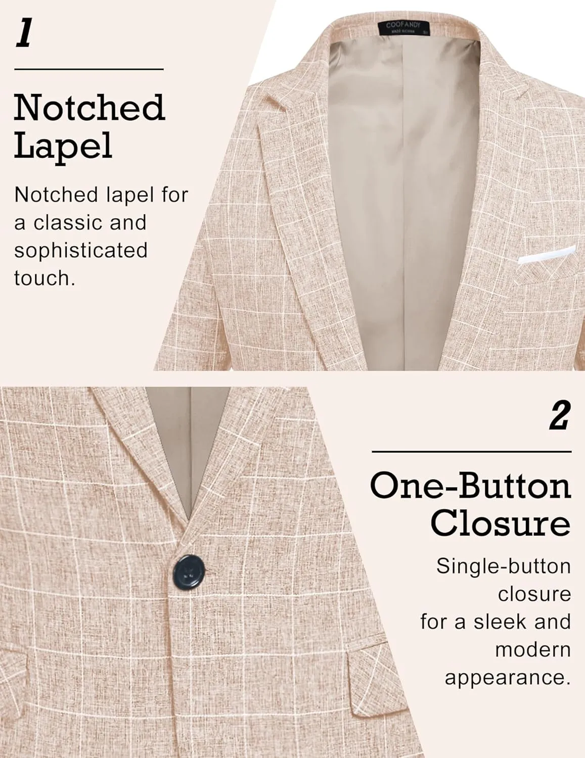 COOFANDY Men's Blazer Casual Sport Coats Slim Fit One Button Suit Jacket Lightweight Sports Jacket