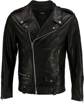 DECIMAL Men's Black Genuine Lambskin Leather Biker Jacket VINTAGE REAL BROWN MOTORCYCLE JACKETS FOR MEN