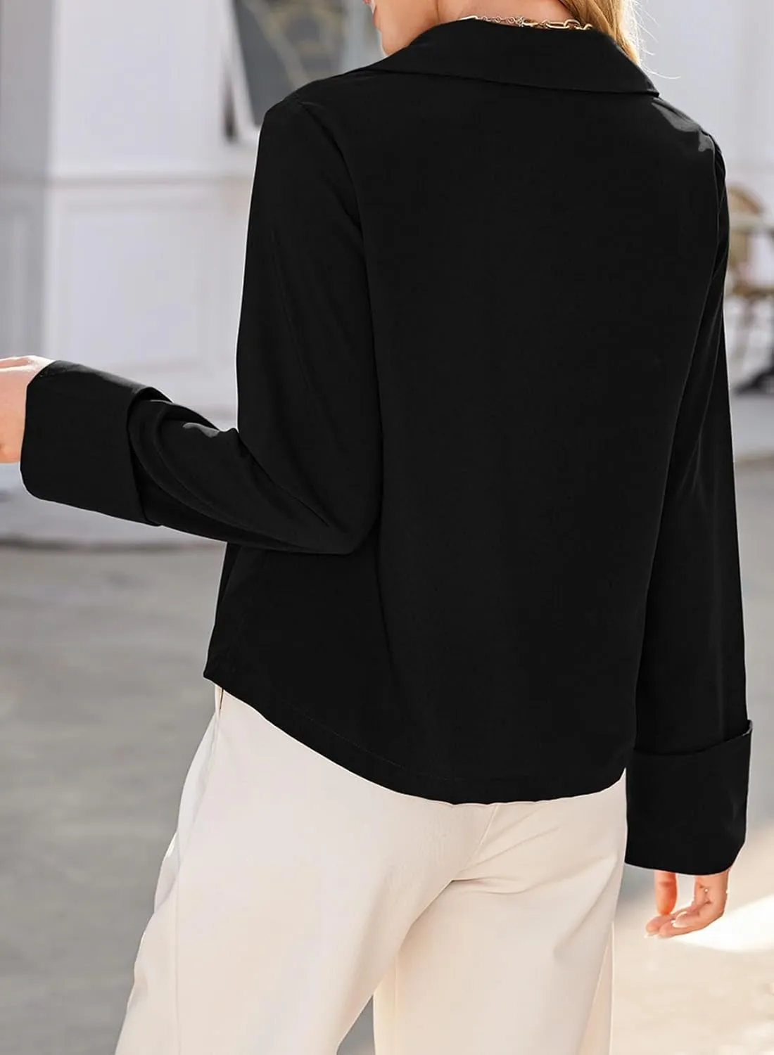 EVALESS Womens Blouses Cute Long Sleeve Bow Tie Front Shirts Going Out Tops Spring Summer Outfits Trendy 2025