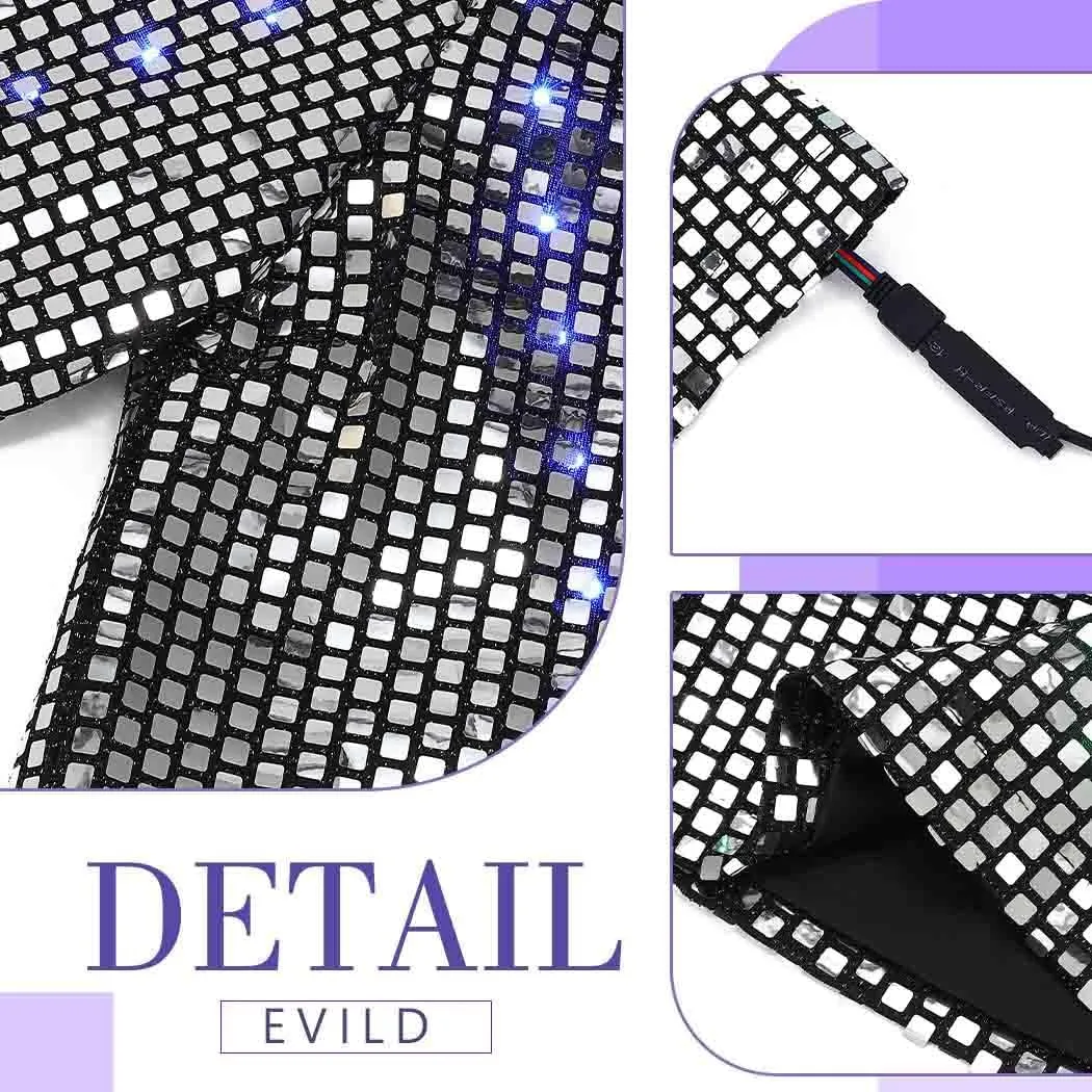 EVILD Womens Sequin Jacket Sparkly Blazer Jackets Glitter Disco Costume Outfits