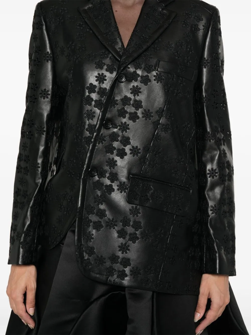 Floral Diagonal Button Printed Jacket