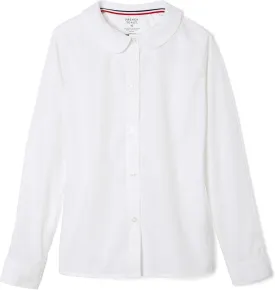 French Toast Girls' Long Sleeve Woven Shirt with Peter Pan Collar (Standard & Plus)