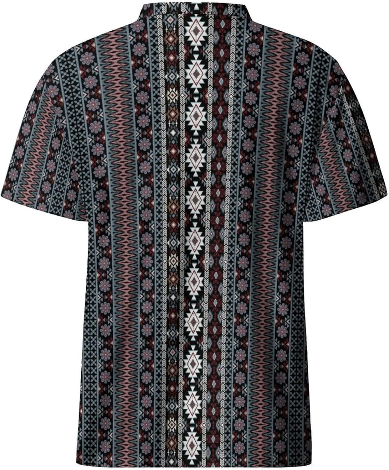 Golf Shirts for Men Printed Henley Shirts Collarless Golf Polo Shirt Short Sleeve with Pocket