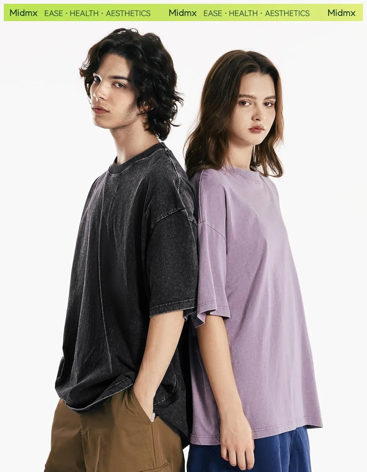Heavyweight Cotton T-Shirts for Men Women Unisex Acid Washed T Shirt 100% Cotton Vintage Short Sleeve Tees