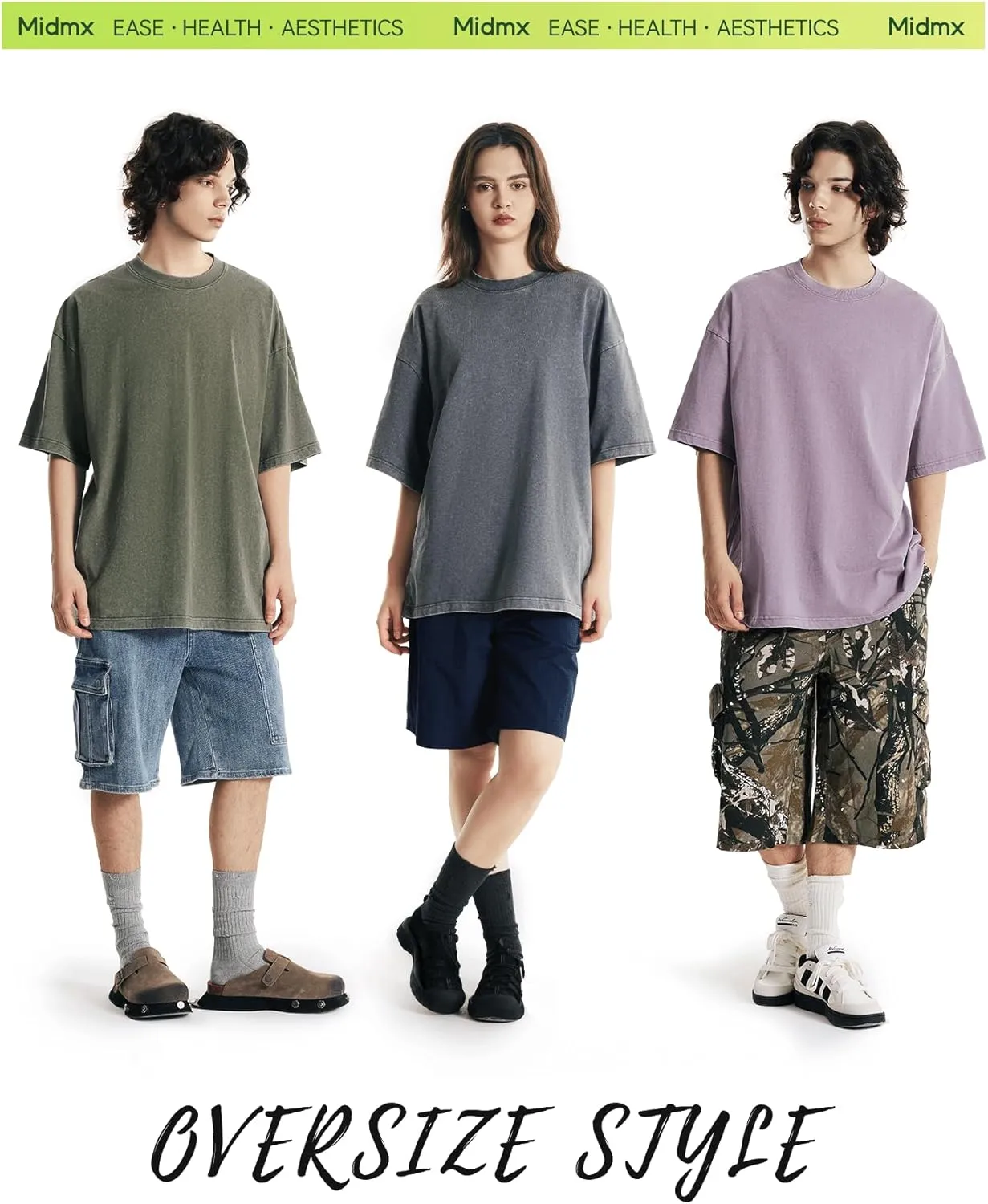 Heavyweight Cotton T-Shirts for Men Women Unisex Acid Washed T Shirt 100% Cotton Vintage Short Sleeve Tees