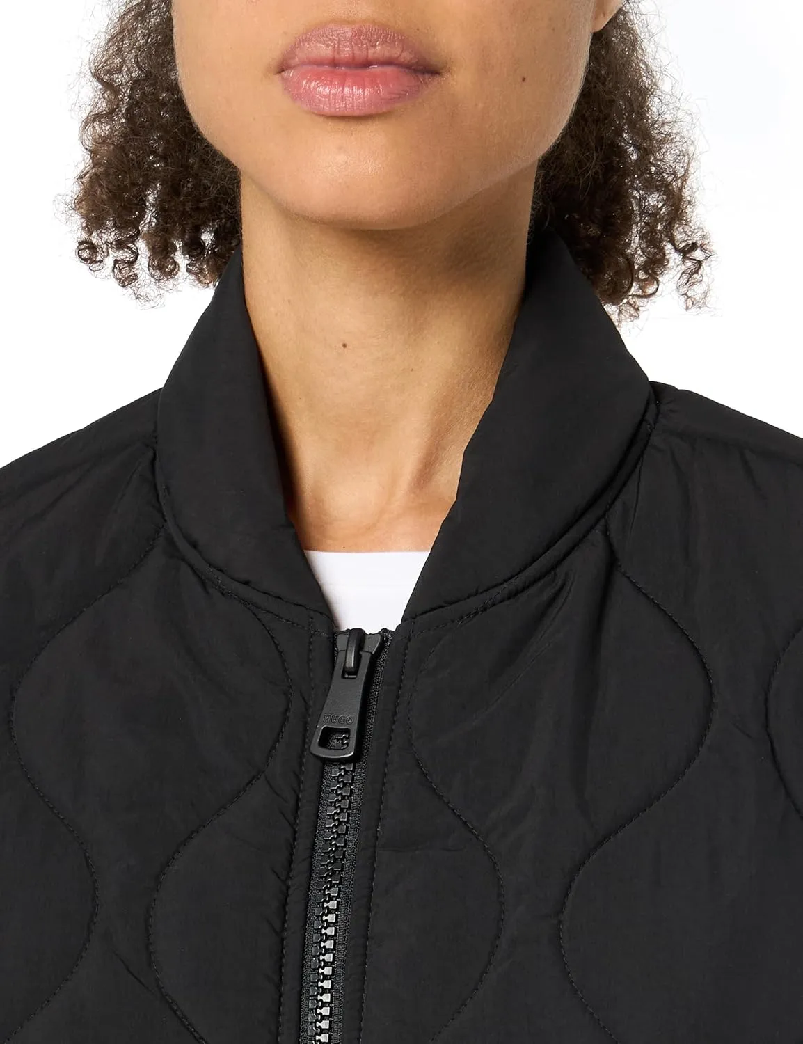 HUGO Women's Quilted Zip Up Bomber Jacket