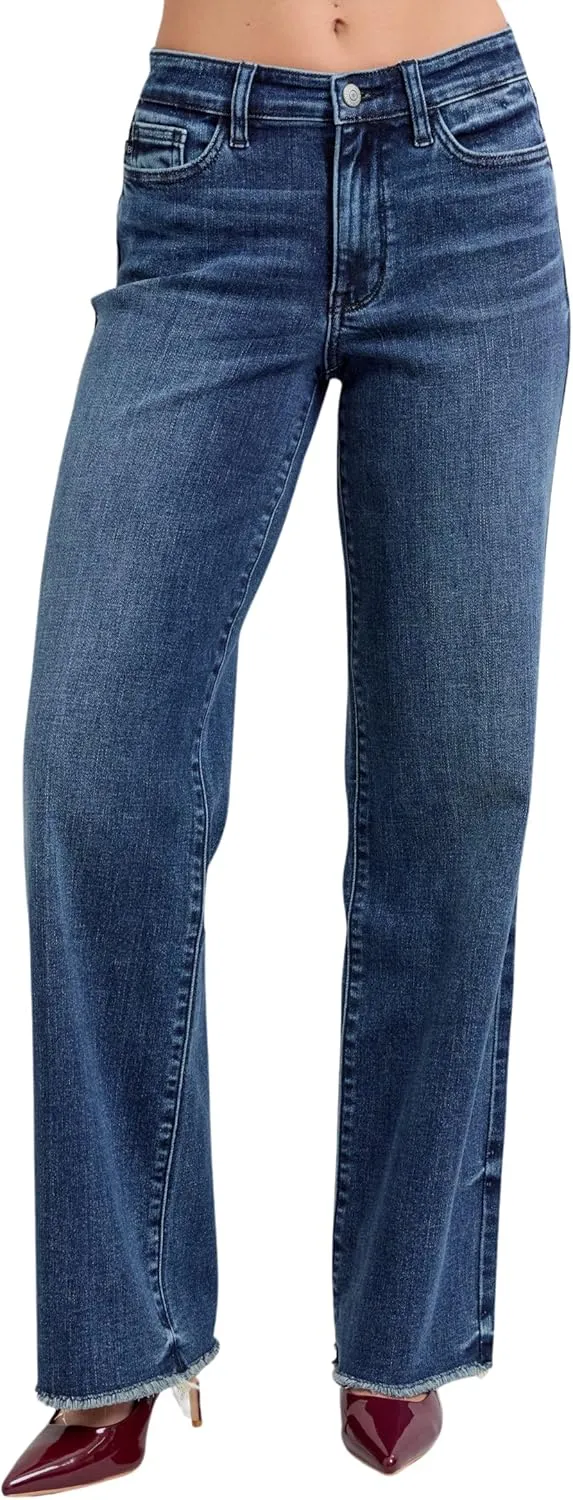 Judy Blue Raw Hem Mid Rise Jeans