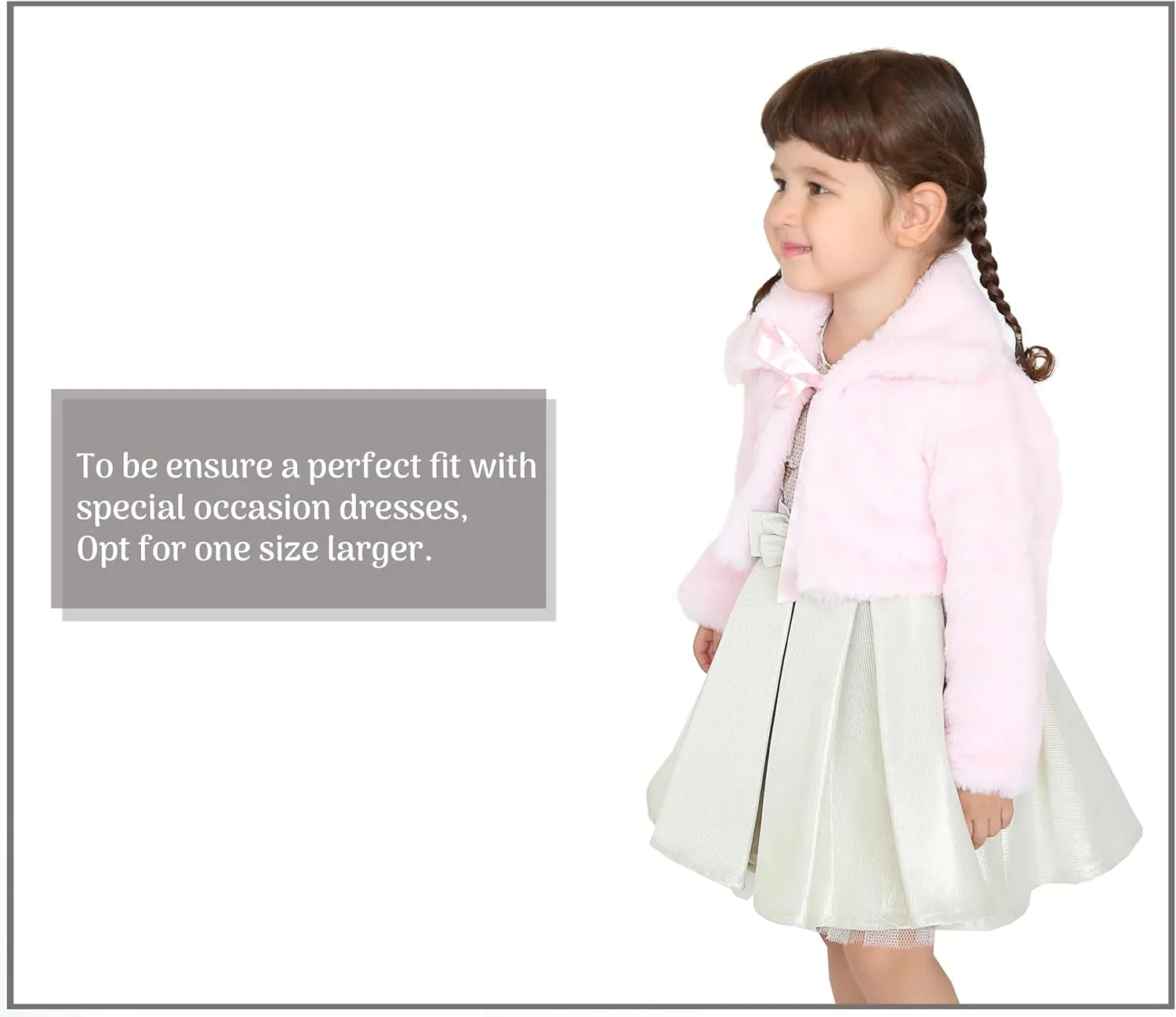 Lilax Toddler Puffer Jacket, Faux Fur Wedding Coat, Girls Plush Dress Coat