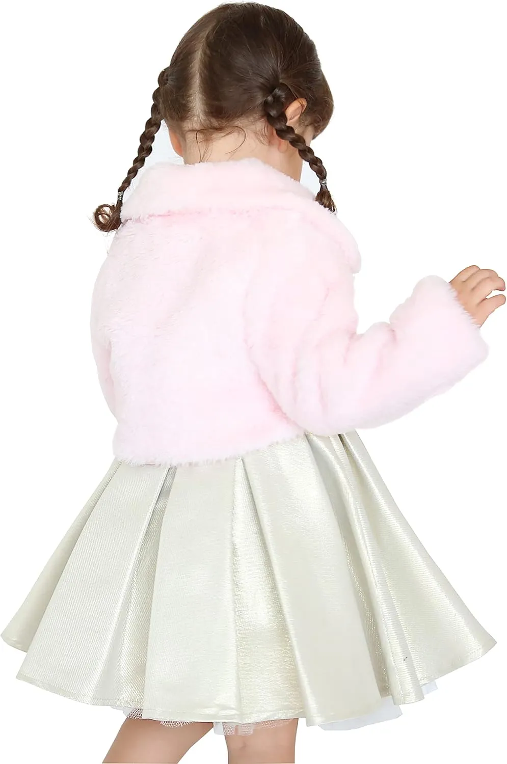 Lilax Toddler Puffer Jacket, Faux Fur Wedding Coat, Girls Plush Dress Coat