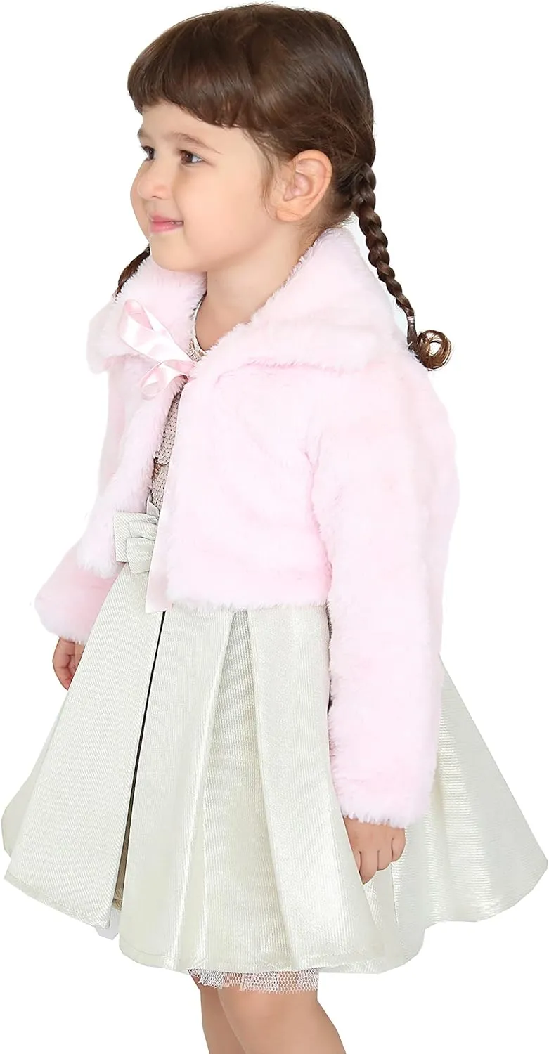 Lilax Toddler Puffer Jacket, Faux Fur Wedding Coat, Girls Plush Dress Coat