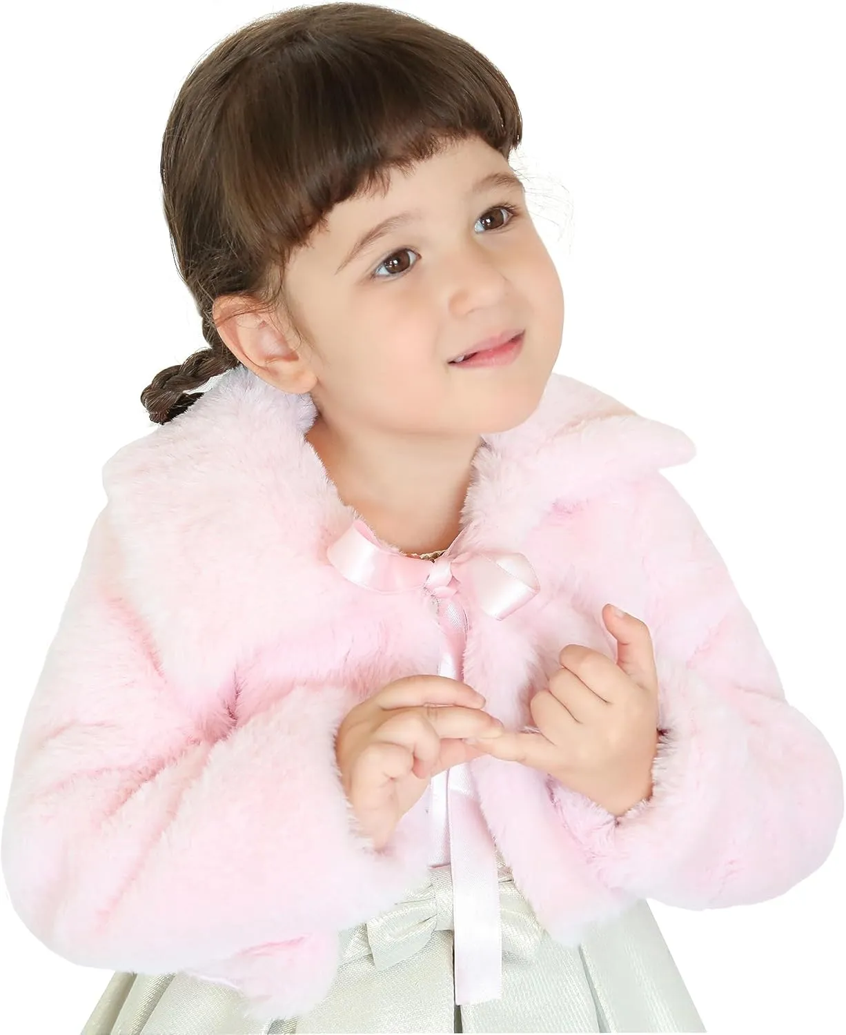 Lilax Toddler Puffer Jacket, Faux Fur Wedding Coat, Girls Plush Dress Coat
