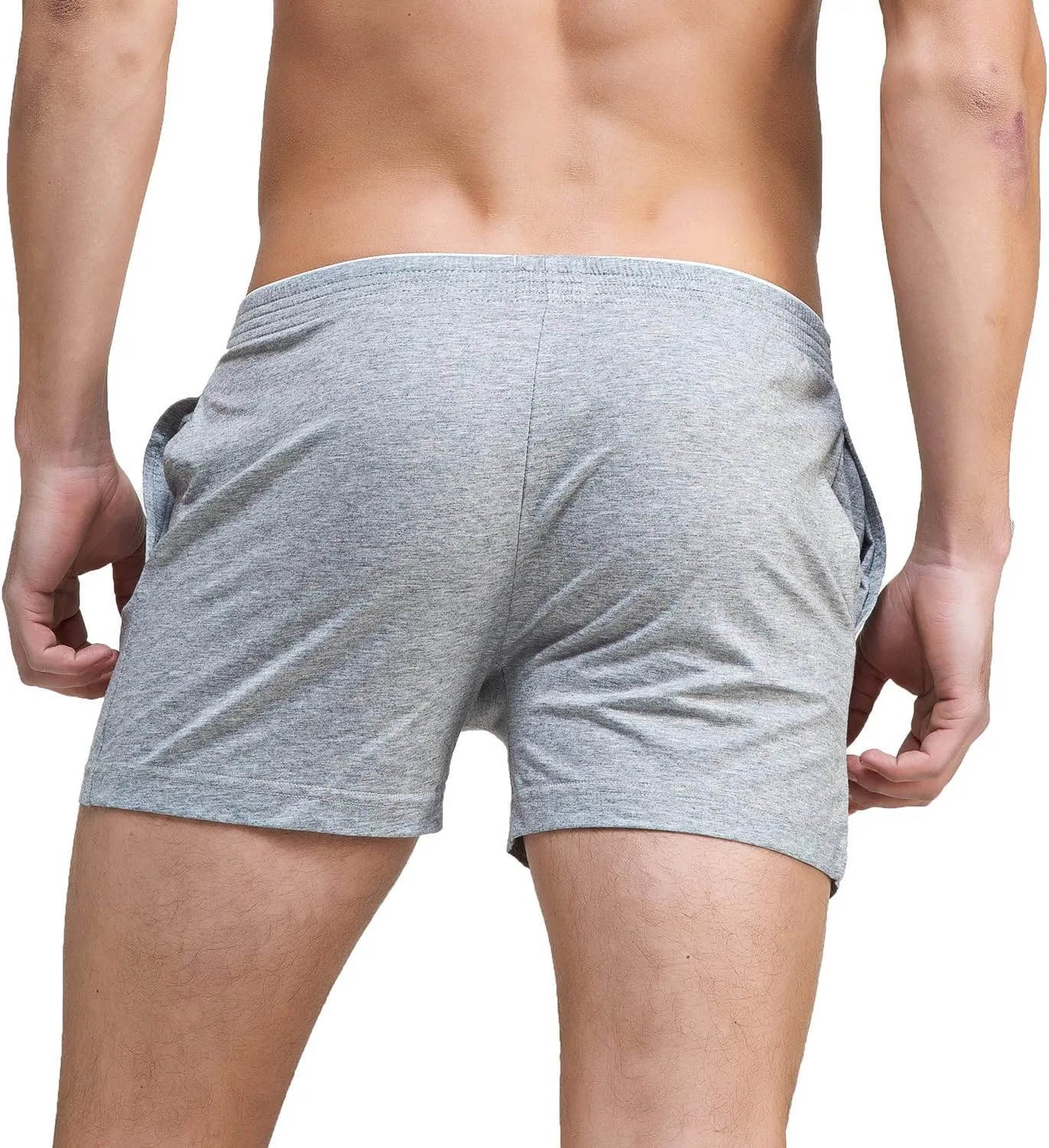 Linemoon Men's Solid Cotton Sleep Bottoms Fashion Simple Active Shorts