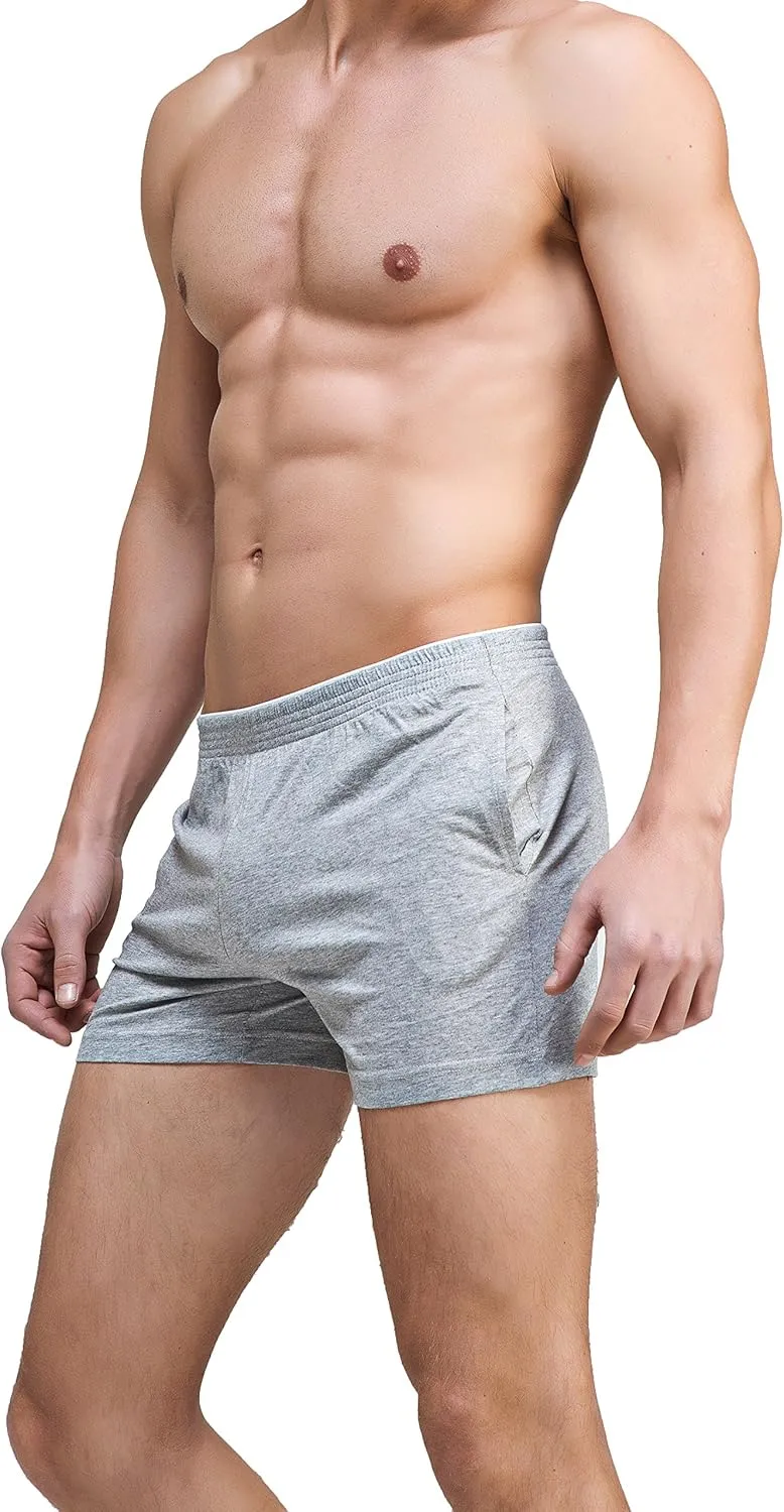 Linemoon Men's Solid Cotton Sleep Bottoms Fashion Simple Active Shorts