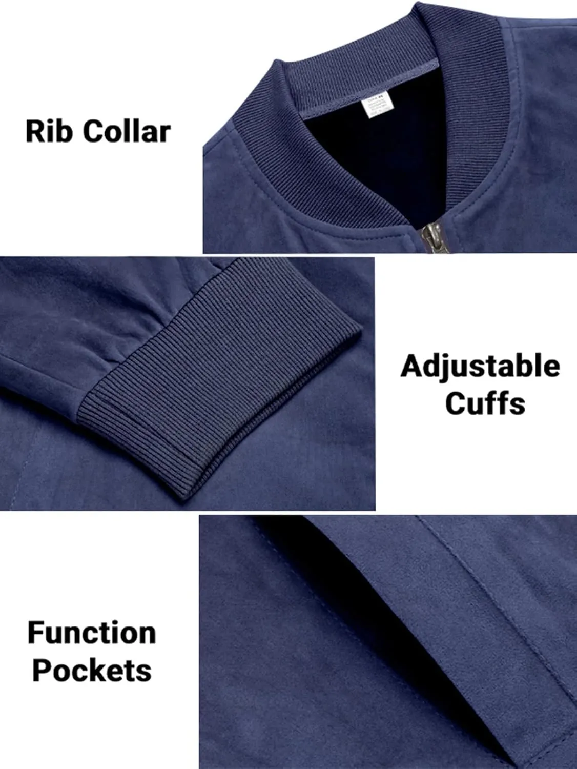 Men's Vintage Lightweight Suede Aviator Jacket Casual Stylish Fall Jackets Full Zip Knit Jackets