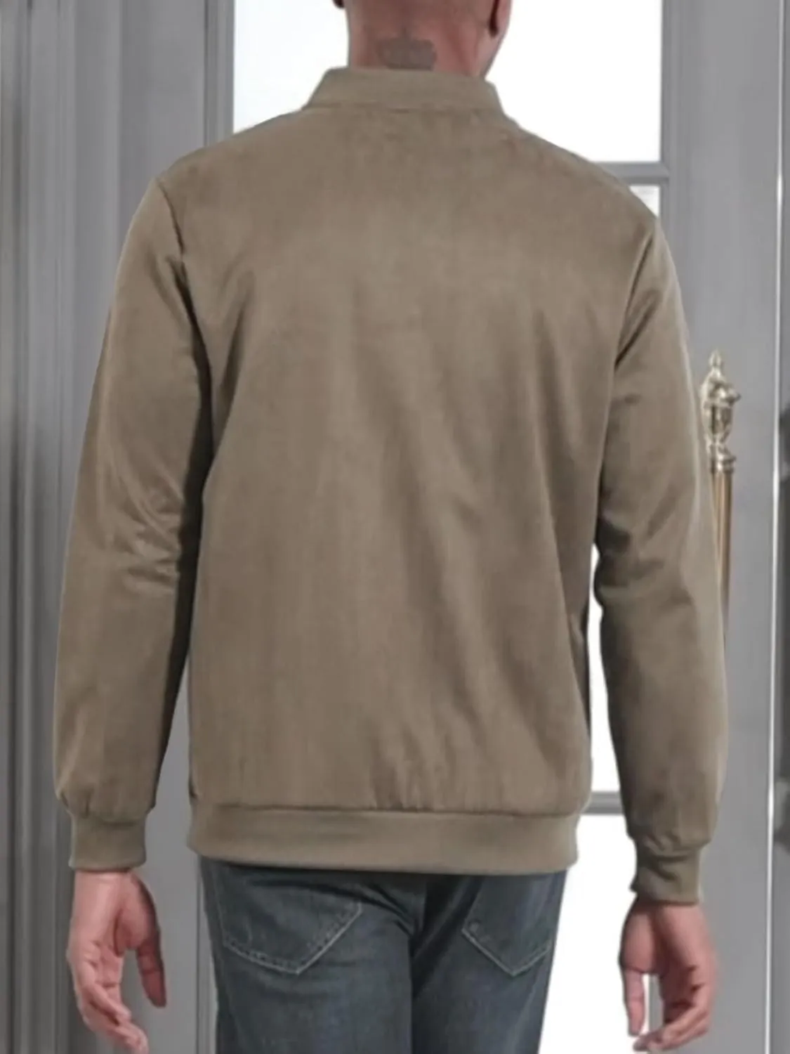 Men's Vintage Lightweight Suede Aviator Jacket Casual Stylish Fall Jackets Full Zip Knit Jackets
