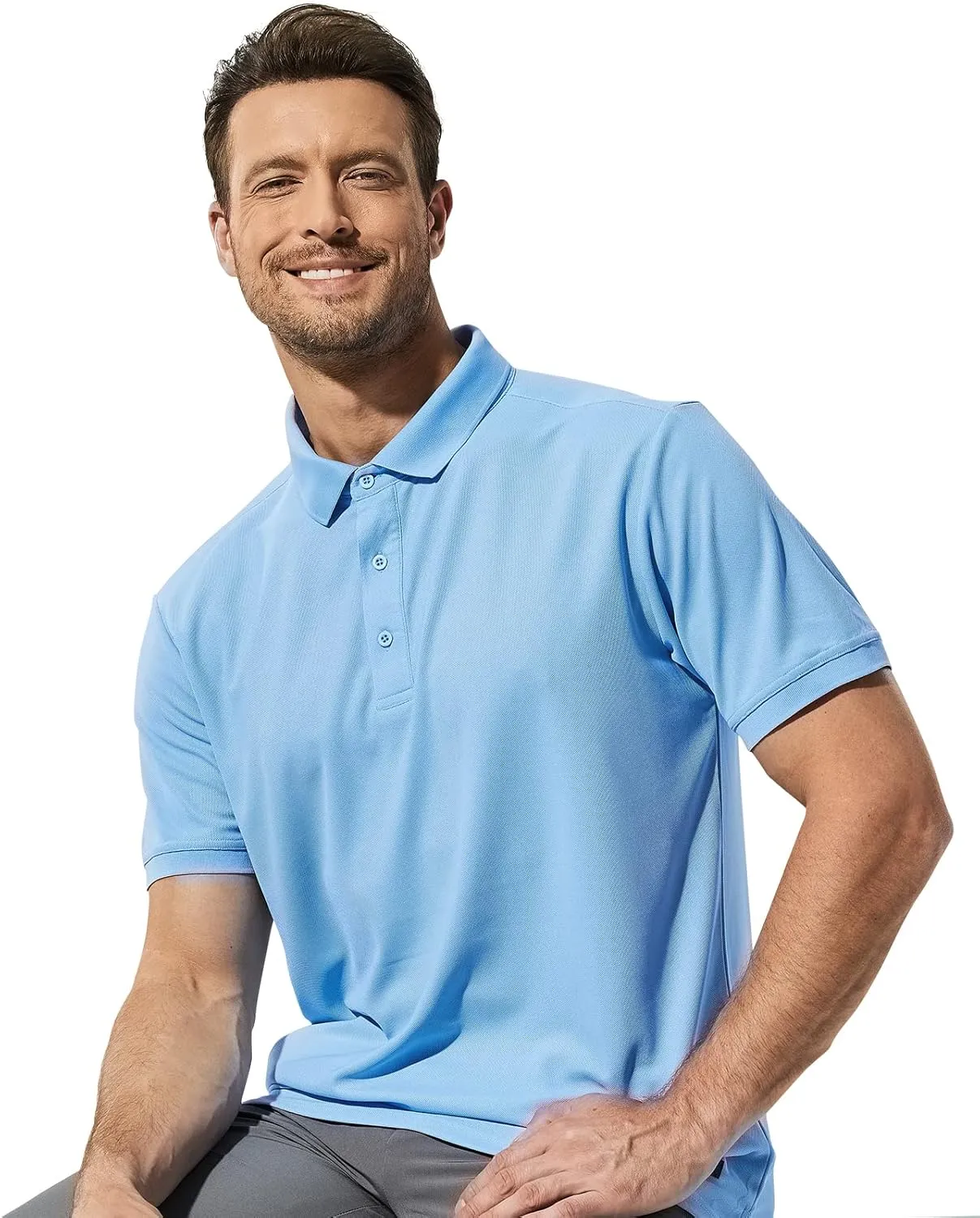 MIER Polo Shirts for Men Short Sleeve Quick Dry Polyester Collared Shirts Casual Golf Shirts, Moisture-Wicking