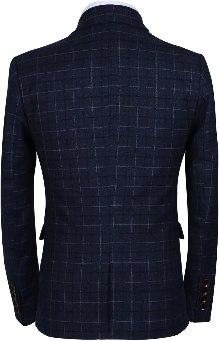 MOGU Mens 3-Piece Slim Fit Plaid Suit - Blazer, Vest, and Pants Set for Wedding, Prom, and Business