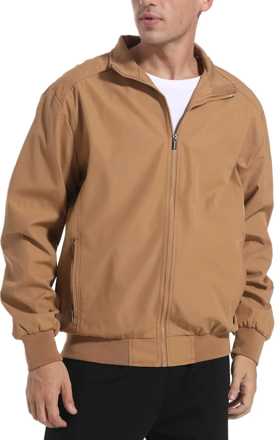 perdontoo Men's Casual Shell Jacket Zip Up Windbreaker Outdoor Recreation Coat