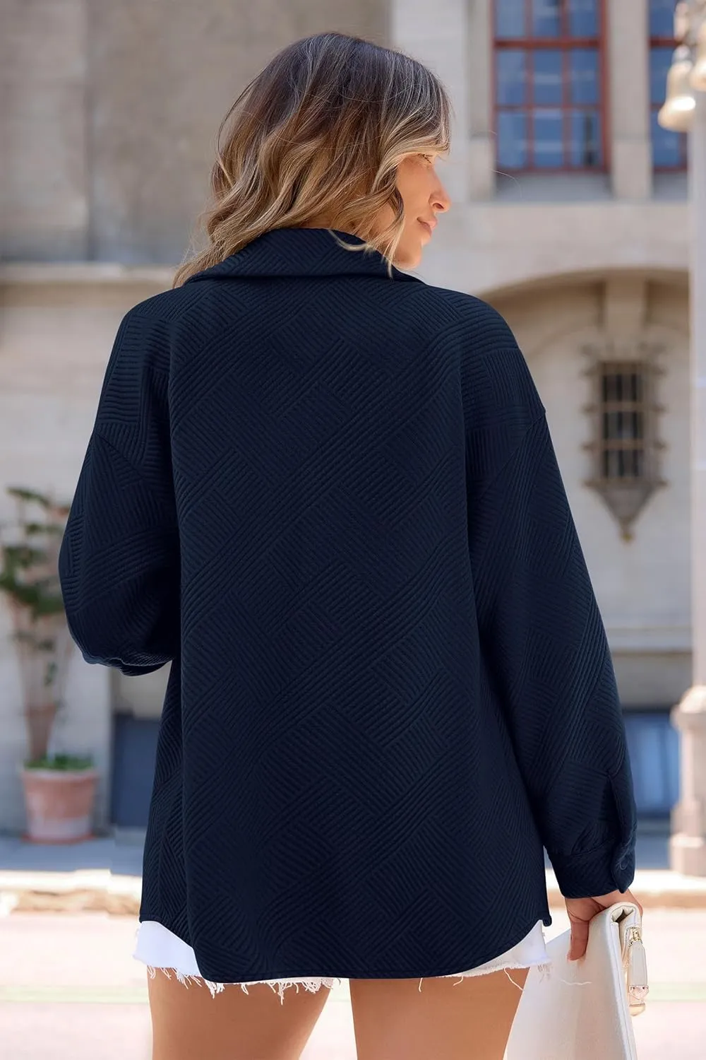 PRETTYGARDEN Women's Oversized Shacket Jackets Spring Fall Fashion Clothes Casual Long Sleeve Loose Collared Blouse Shirts