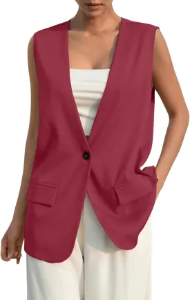 Sleeveless Womens Vest Blazers for Work Casual Lightweight Blazer Travel Fall Office Outfits Open Front Suit