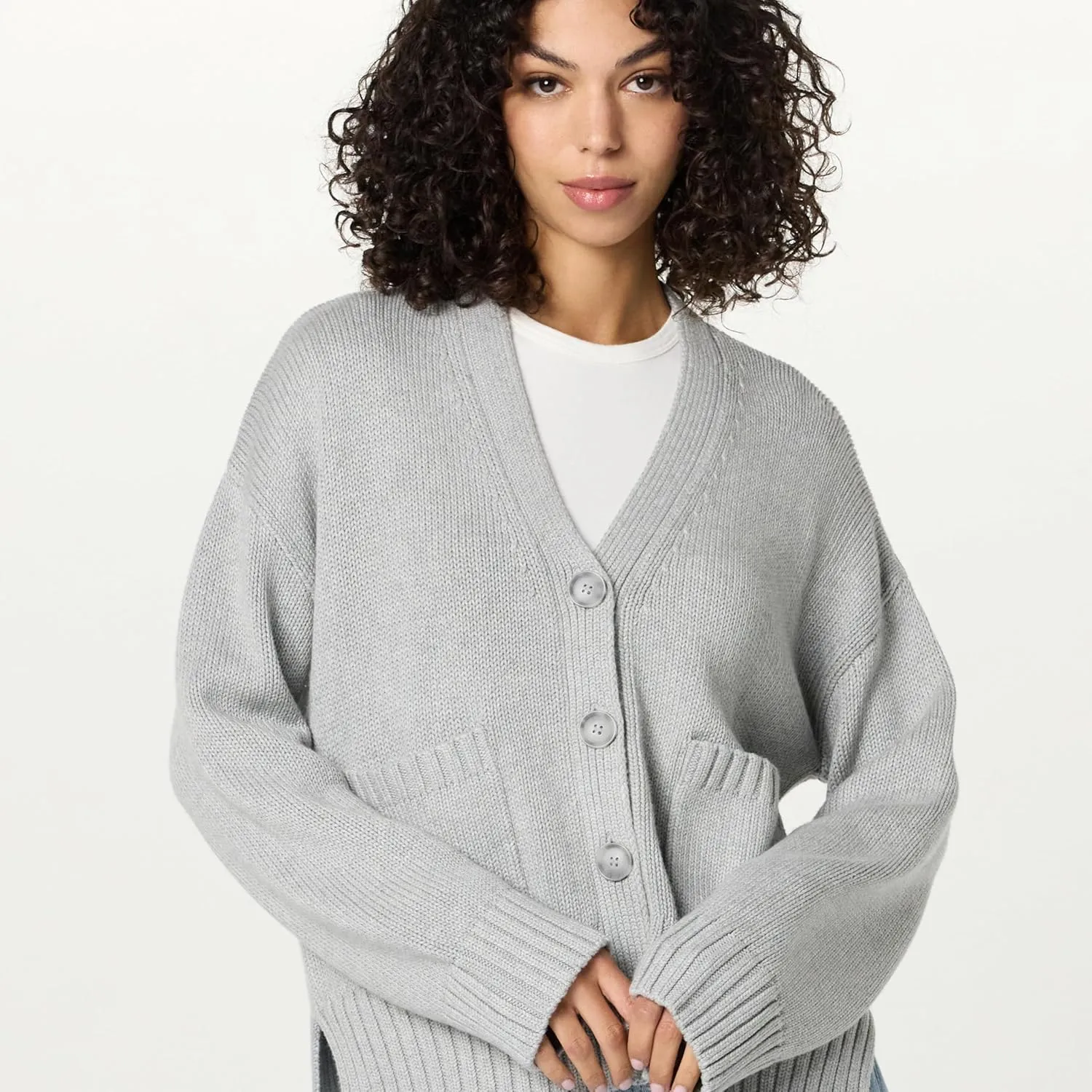 The Drop Women's Brigitte Cotton Blend Chunky Cardigan