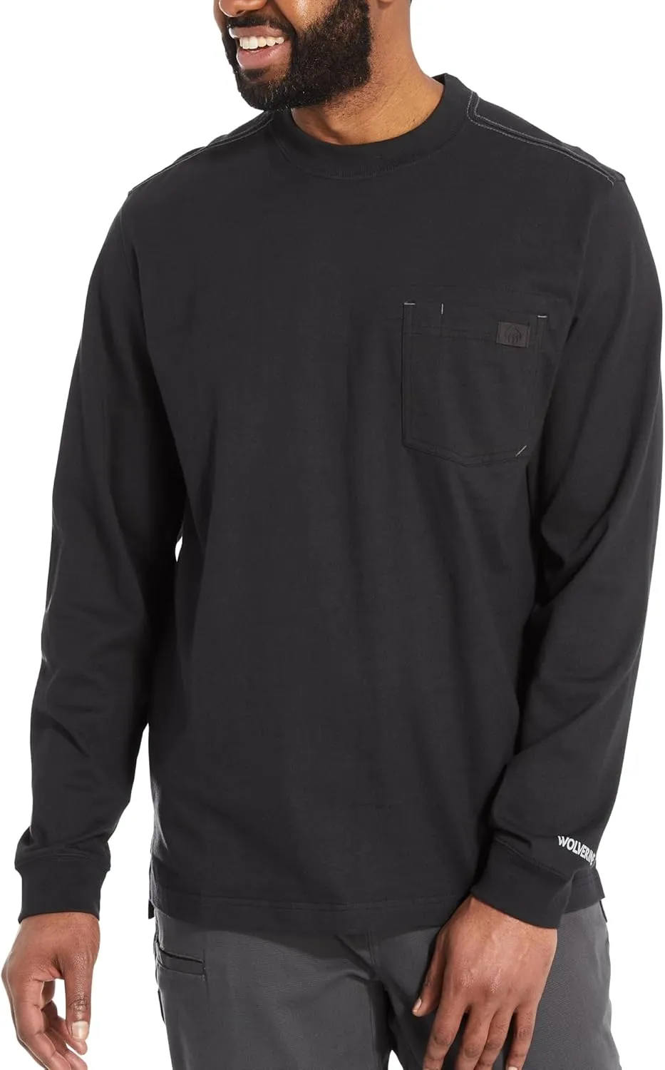 WOLVERINE Men's Guardian Cotton Long Sleeve Pocket Tee