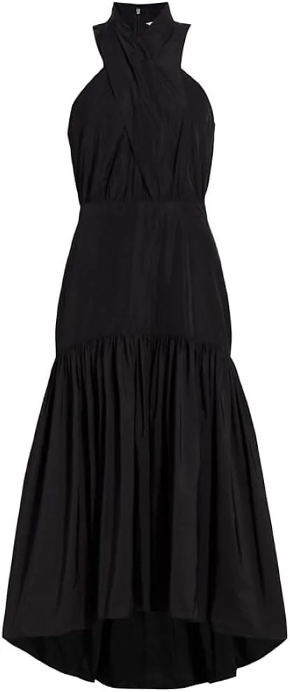 Women's Black Cotton Radley Asymmetric Maxi Dress