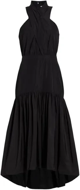 Women's Black Cotton Radley Asymmetric Maxi Dress