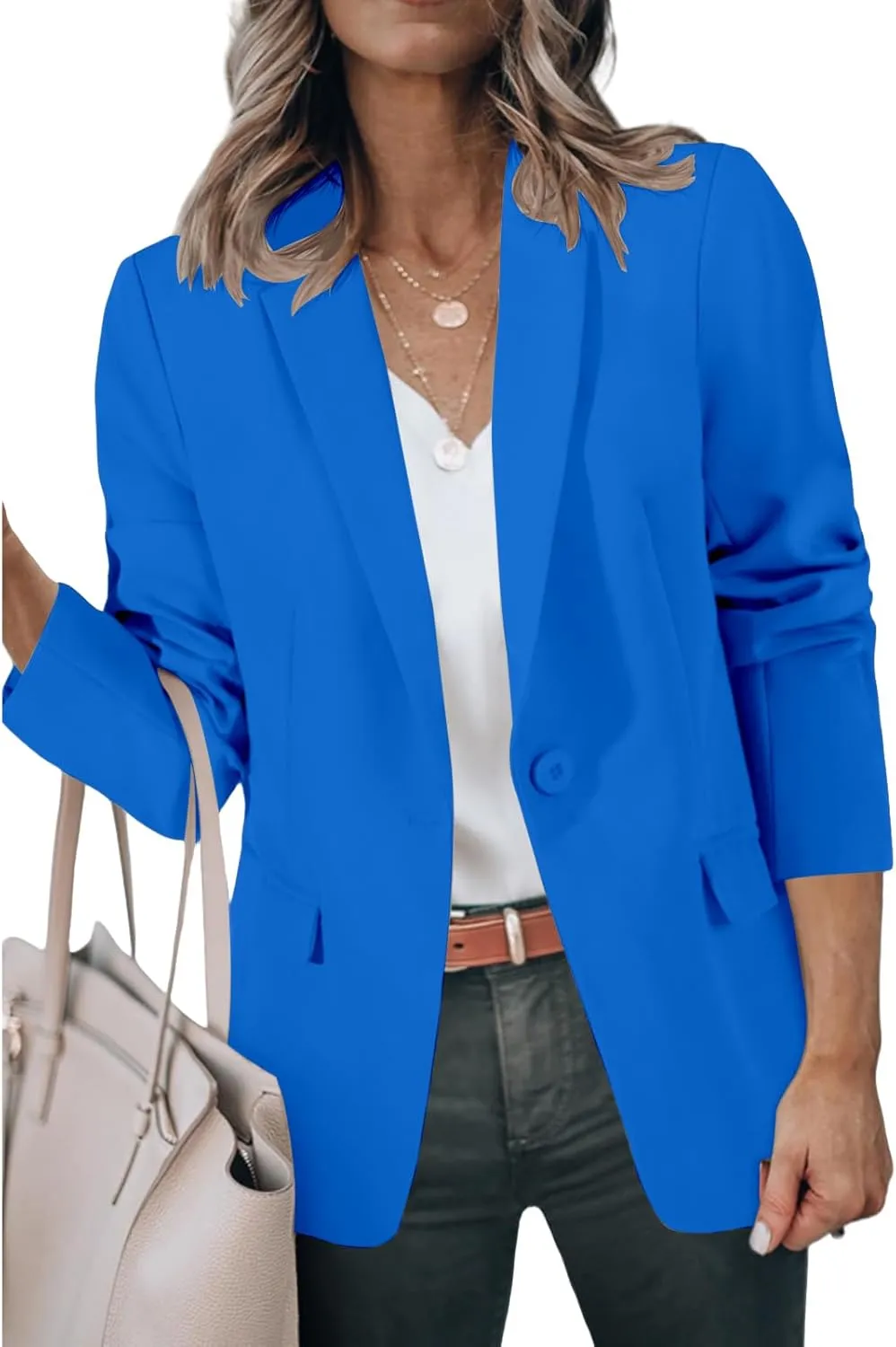 Womens Blazers Dressy Casual Blazers Open Front Long Sleeve Work Office Suit Jackets Lightweight Slim Fit Jackets Coat