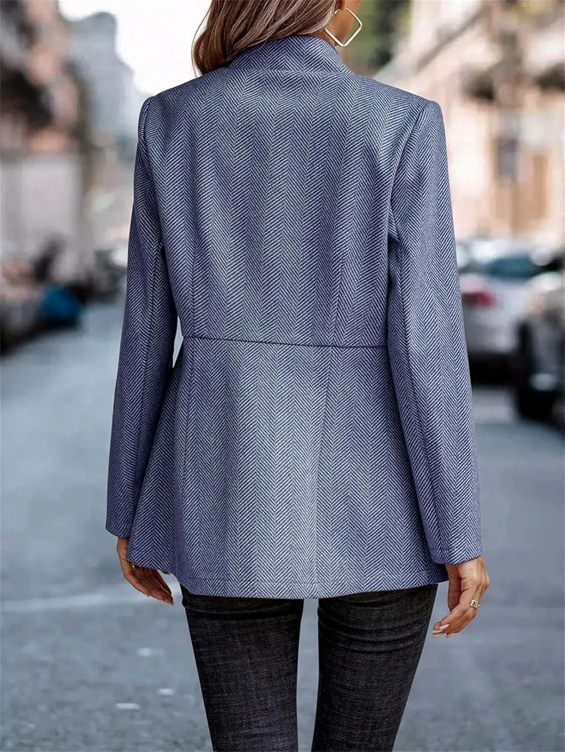 Women's Casual Business Open Front Long Sleeve Notch Lapel Office Blazer Jacket