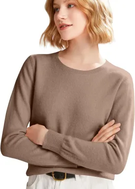 Womens Long Sleeve Crew Neck Cashmere Sweaters Soft Warm Pullover Tops Lightweight Wool Knit Sweater