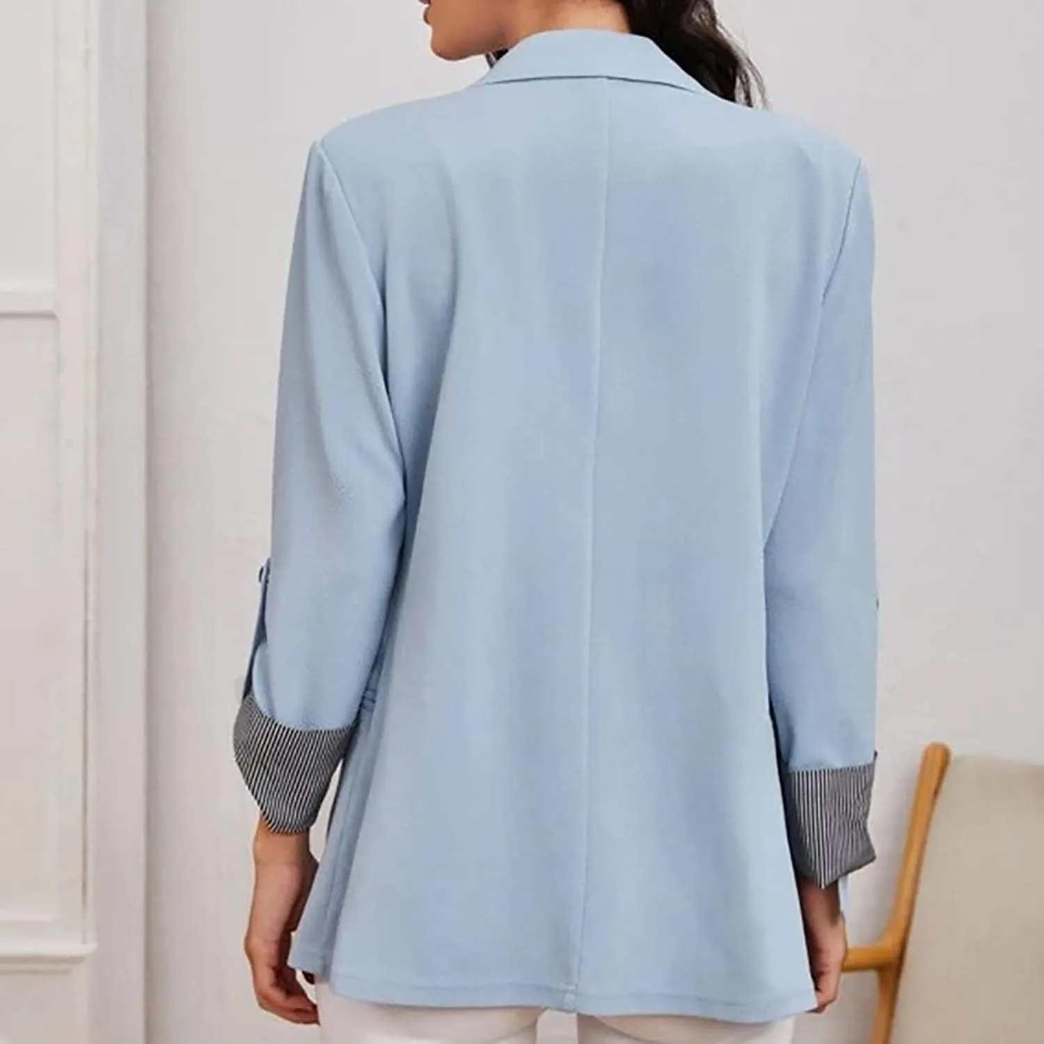Womens Work Casual Roll up Sleeves Blazer Open Front Cardigan Business Office Suit Jackets Dressy Jackets Blazer